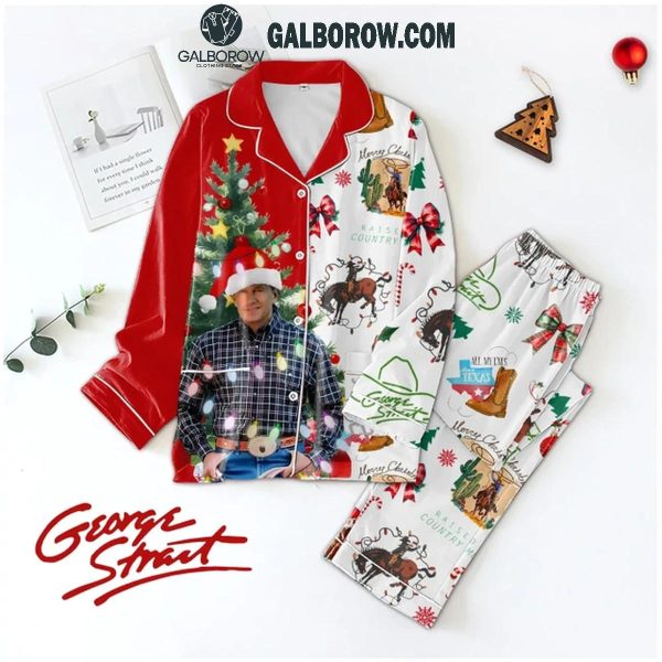 George Strait Under The Christmas Tree Merry Christmas 2024 Satin Polyester Pajamas Set