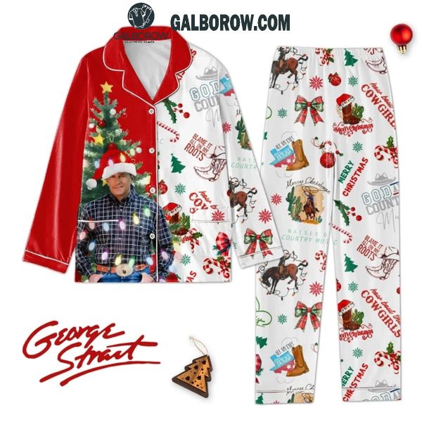 George Strait Under The Christmas Tree Merry Christmas 2024 Satin Polyester Pajamas Set