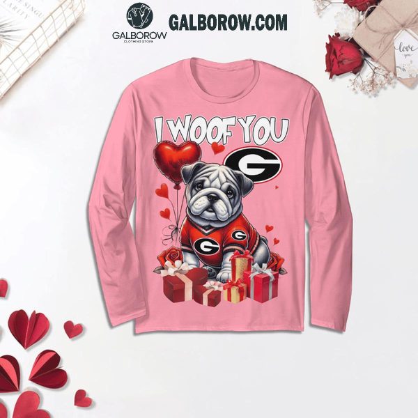 Georgia Bulldogs I Woof You Valentine 2025 Fleece Pajamas Set