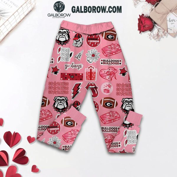 Georgia Bulldogs I Woof You Valentine 2025 Fleece Pajamas Set