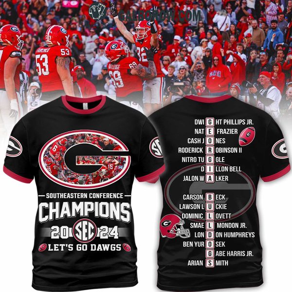 Georgia Bulldogs Team SEC Football Champions 2024 Black Hoodie T-Shirt