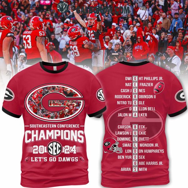 Georgia Bulldogs Team SEC Football Champions 2024 Hoodie T-Shirt Red