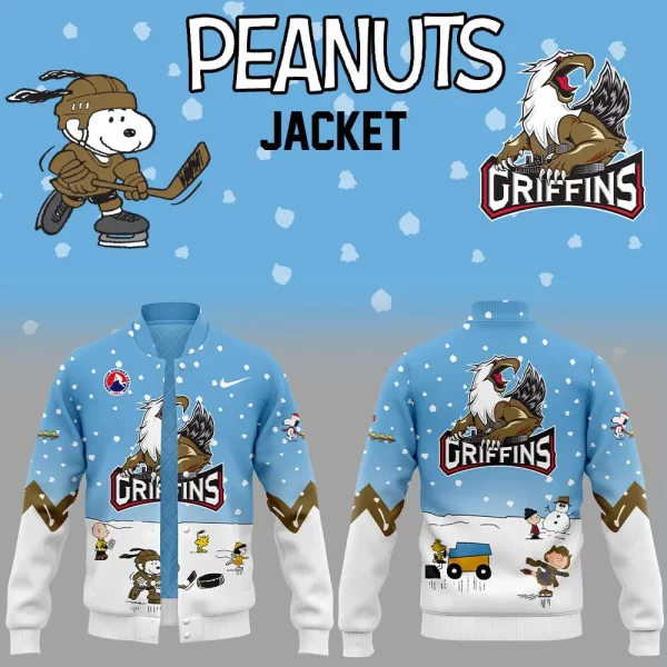 Grand Rapids Griffins Snoopy Cheering Peanuts Winter 2024 Baseball Jacket