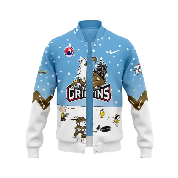 Grand Rapids Griffins Snoopy Cheering Peanuts Winter 2024 Baseball Jacket