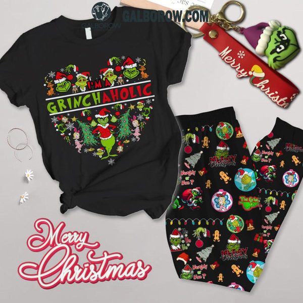 Grinch I’m A Grinchaholic Christmas 2024 Fleece Pajamas Set