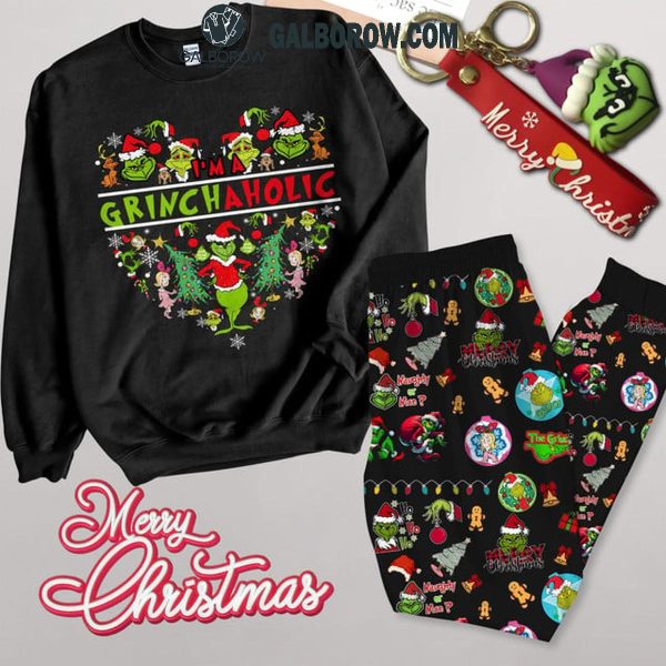 Grinch I’m A Grinchaholic Christmas 2024 Fleece Pajamas Set