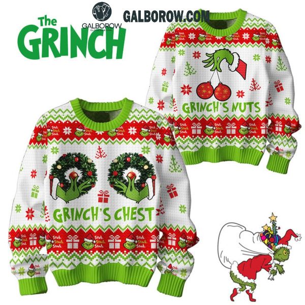 Grinch’s Chest Grinch’s Nuts 2024 Christmas Ugly Sweater