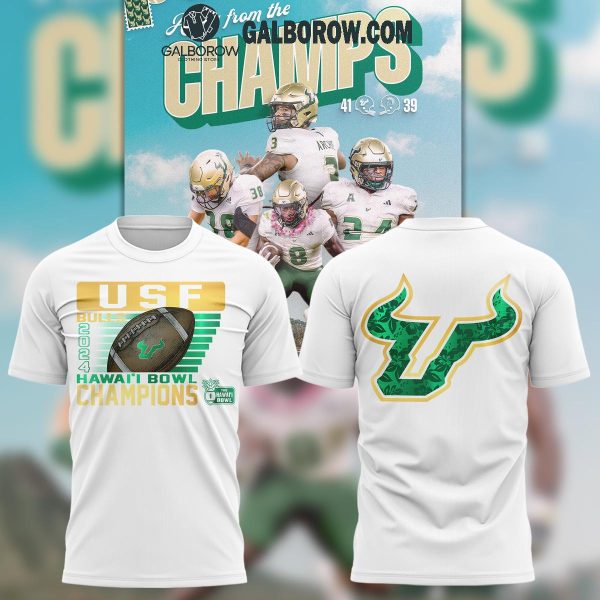 HAWAI’I BOWL CHAMPS USF Football White Hoodie T Shirt