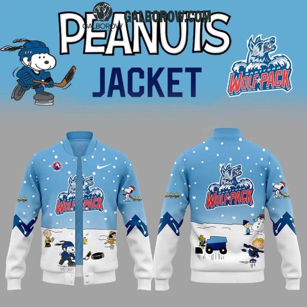 Hartford Wolf Pack Snoopy Hockey Time Peanuts Holidays Baseball Jacket