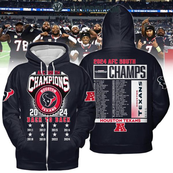 Houston Texans AFC South Champions 2024 Back To Back Hoodie T-Shirt