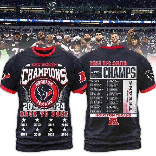 Houston Texans AFC South Champions 2024 Back To Back Hoodie T-Shirt