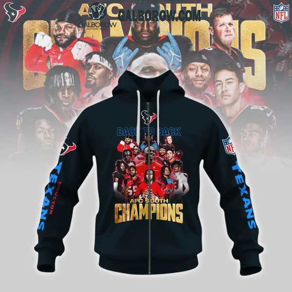 Houston Texans Back To Back AFC South Division Champions 2024 Hoodie T-Shirt Blue