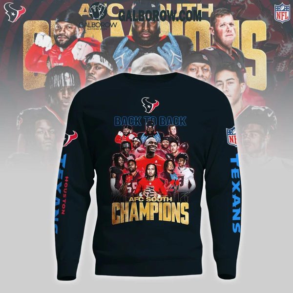 Houston Texans Back To Back AFC South Division Champions 2024 Hoodie T-Shirt Blue