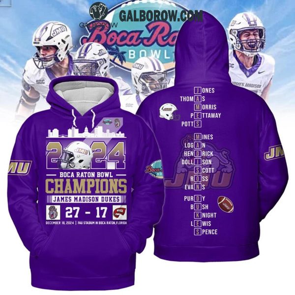 James Madison Dukes 2024 Boca Raton Bowl Champs Cheers Hoodie T-Shirt