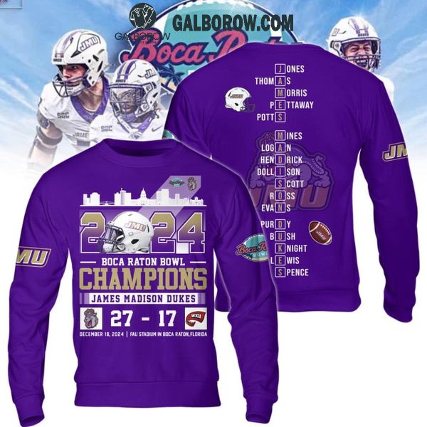 James Madison Dukes 2024 Boca Raton Bowl Champs Cheers Hoodie T-Shirt