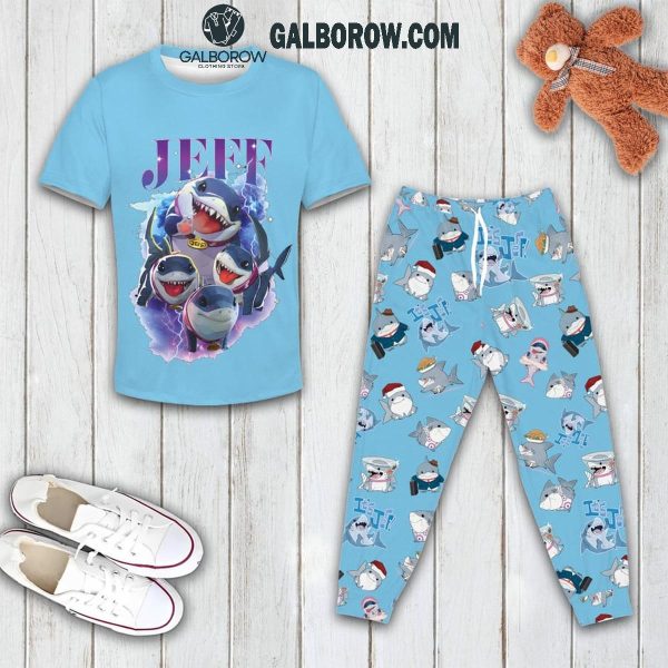 Jeff The Land Shark Ready To Celebrate Valentine’s Day Fleece Pajamas Set