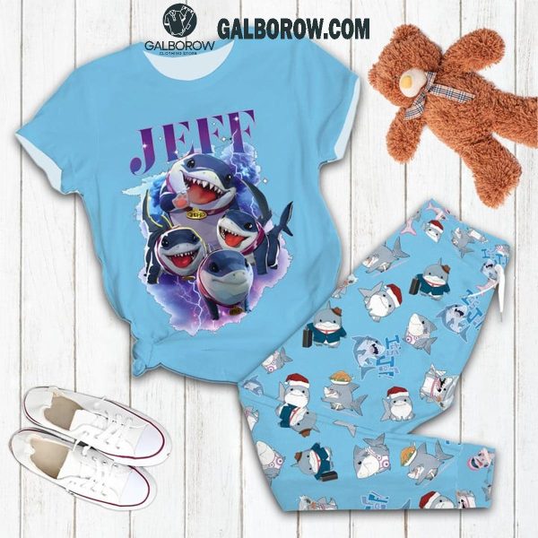 Jeff The Land Shark Ready To Celebrate Valentine’s Day Fleece Pajamas Set