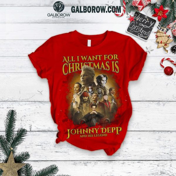 Johnny Depp All I Want For Christmas Is Deep Legends Fleece Pajamas Set