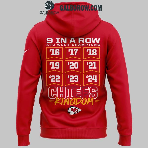 Kansas City Chiefs 2024 AFC West Champs Celebrate 9th Time Hoodie T-Shirt