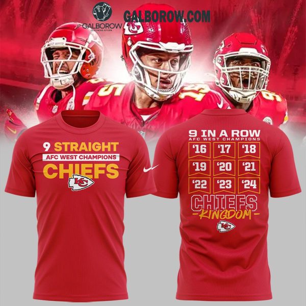 Kansas City Chiefs 2024 AFC West Champs Celebrate 9th Time Hoodie T-Shirt