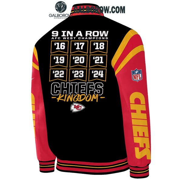 Kansas City Chiefs AFC West Champions Ninth Years In A Row 2024 Baseball Jacket