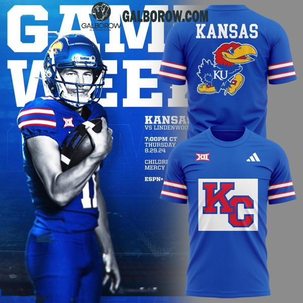 Kansas Jayhawks Kansas Football Celebrating New Season 2024 Blue Hoodie T-Shirt