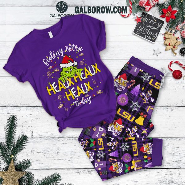 LSU Tigers Feeling Extra Heaux Heaux Today Christmas Fleece Pajamas Set