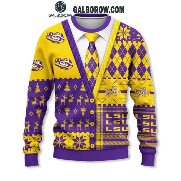 LSU Tigers Suit Up Happy Holidays Christmas Ugly Sweater