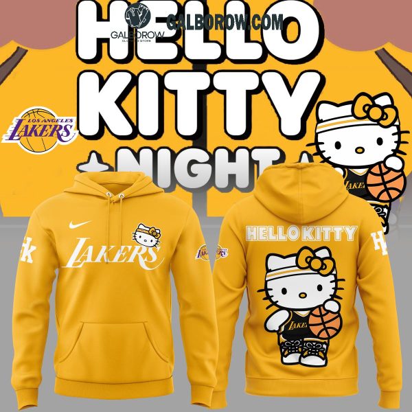 Los Angeles Lakers Cheer 50th Anniversary Of Hello Kitty Yellow 2024 Hoodie T-Shirt