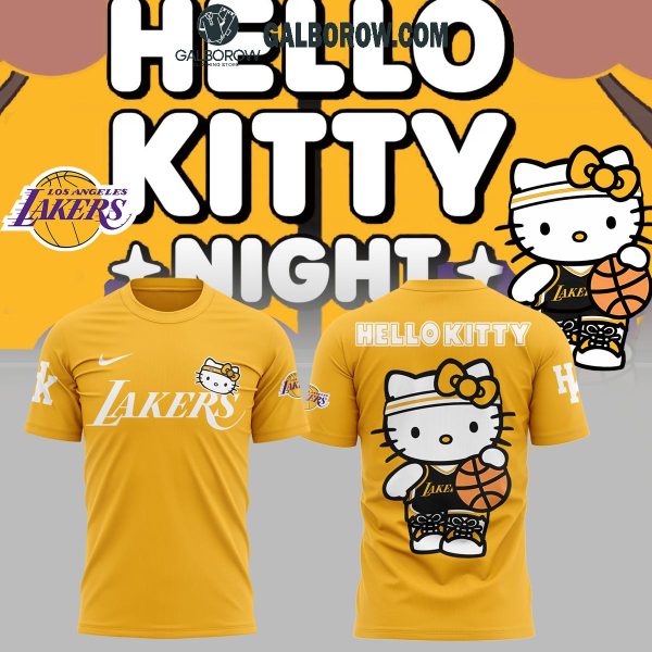 Los Angeles Lakers Cheer 50th Anniversary Of Hello Kitty Yellow 2024 Hoodie T-Shirt