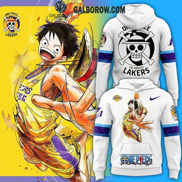 Los Angeles Lakers x ONE PIECE Collab White Hoodie T Shirt