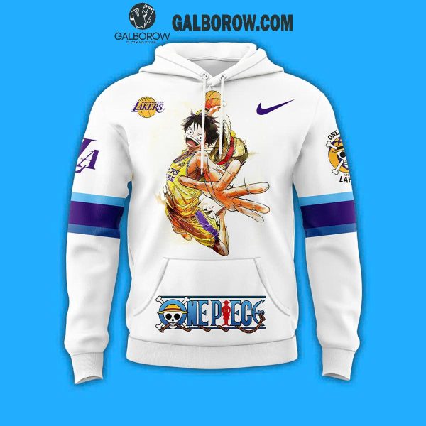 Los Angeles Lakers x ONE PIECE Collab White Hoodie T Shirt