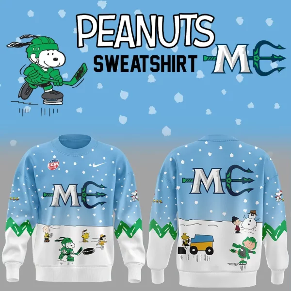 Maine Mariners 2024 Snoopy Cheering Peanuts Winter Hoodie T-Shirt