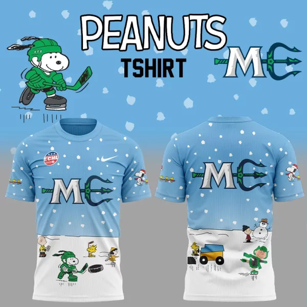 Maine Mariners 2024 Snoopy Cheering Peanuts Winter Hoodie T-Shirt