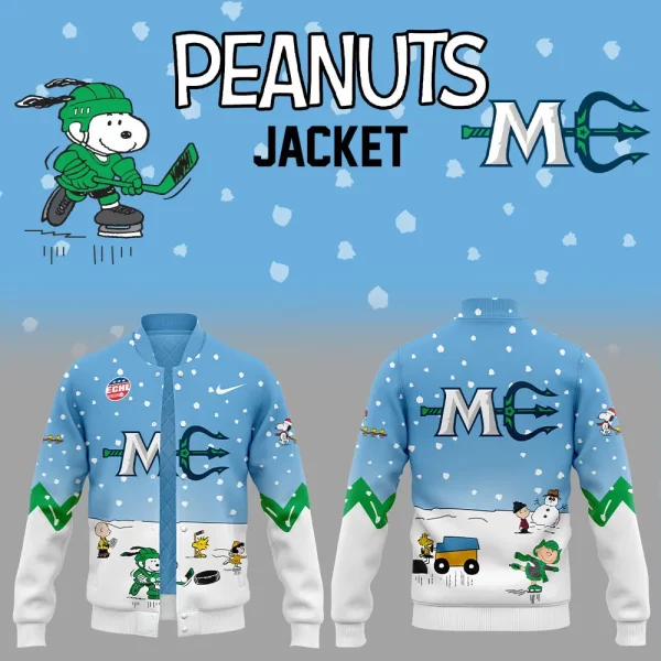 Maine Mariners Snoopy Cheering Peanuts Winter 2024 Baseball Jacket