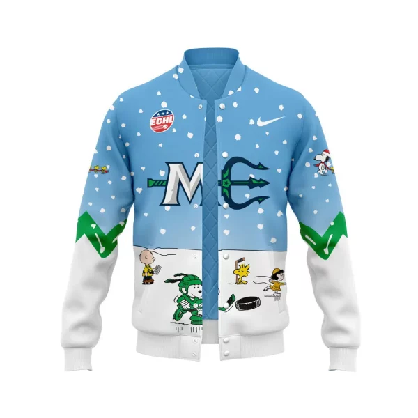 Maine Mariners Snoopy Cheering Peanuts Winter 2024 Baseball Jacket