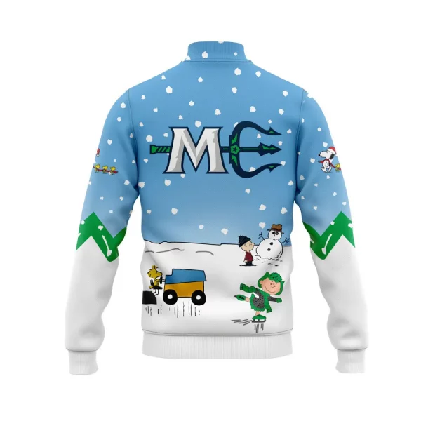 Maine Mariners Snoopy Cheering Peanuts Winter 2024 Baseball Jacket