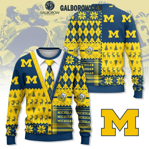 Michigan Wolverines Suit Up Happy Holidays Christmas Ugly Sweater