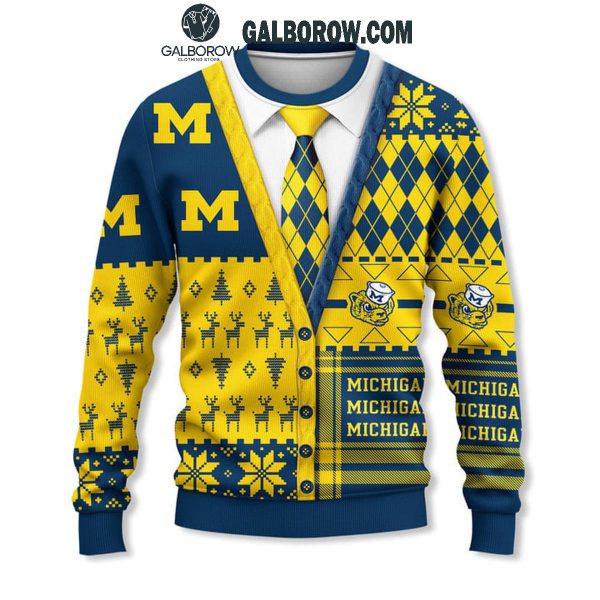 Michigan Wolverines Suit Up Happy Holidays Christmas Ugly Sweater