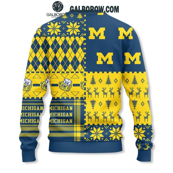 Michigan Wolverines Suit Up Happy Holidays Christmas Ugly Sweater