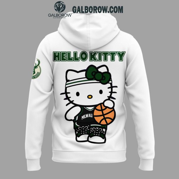 Milwaukee Bucks Cheer 50th Anniversary Of Hello Kitty White 2024 Hoodie T-Shirt