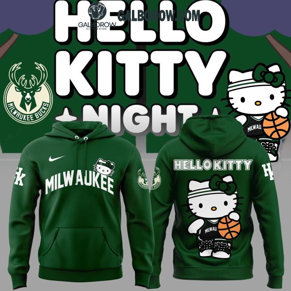 Milwaukee Bucks NBA Team With Hello Kitty 2024 Anniversary Hoodie T-Shirt