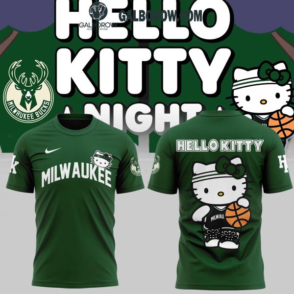 Milwaukee Bucks NBA Team With Hello Kitty 2024 Anniversary Hoodie T-Shirt