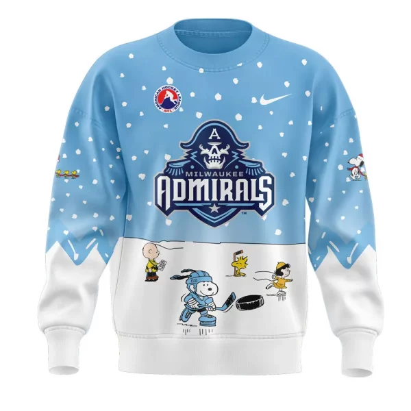 Milwaukee Admirals 2024 Snoopy Cheering Peanuts Winter Hoodie T-Shirt