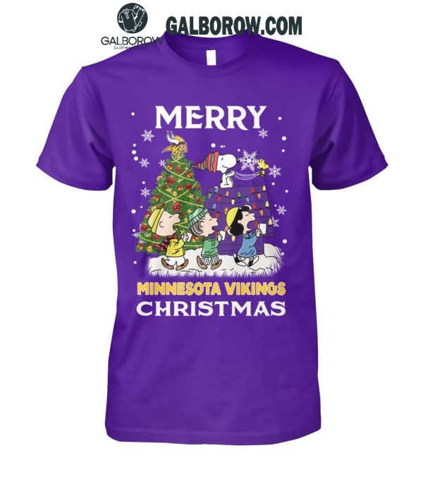 Minnesota Vikings Christmas Merry Time 2024 With Snoopy Team T-Shirt