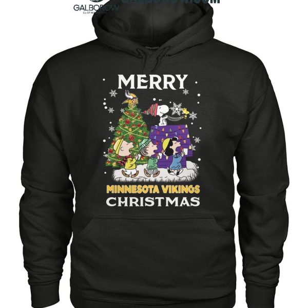 Minnesota Vikings Christmas Merry Time 2024 With Snoopy Team T Shirt