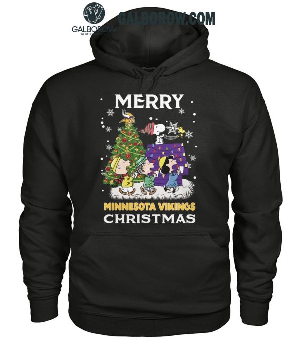 Minnesota Vikings Christmas Merry Time 2024 With Snoopy Team T-Shirt