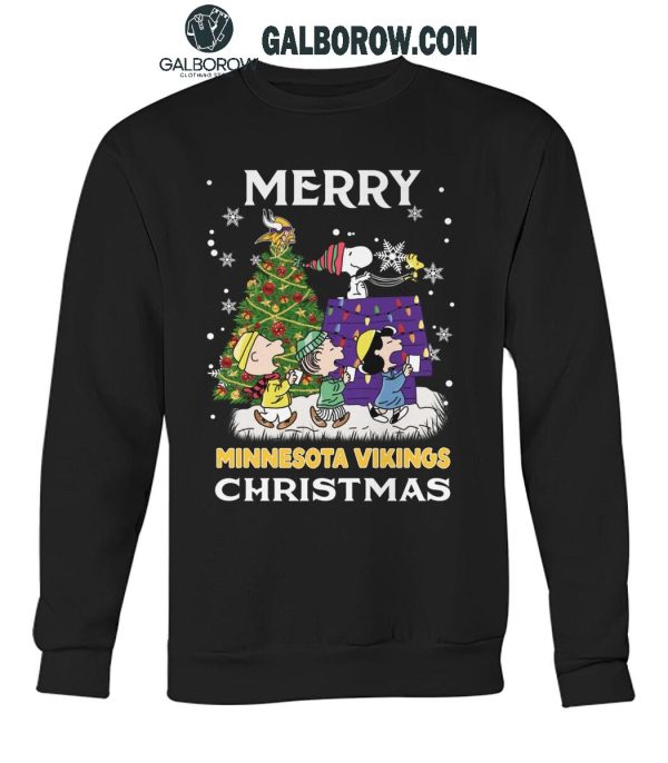 Minnesota Vikings Christmas Merry Time 2024 With Snoopy Team T-Shirt