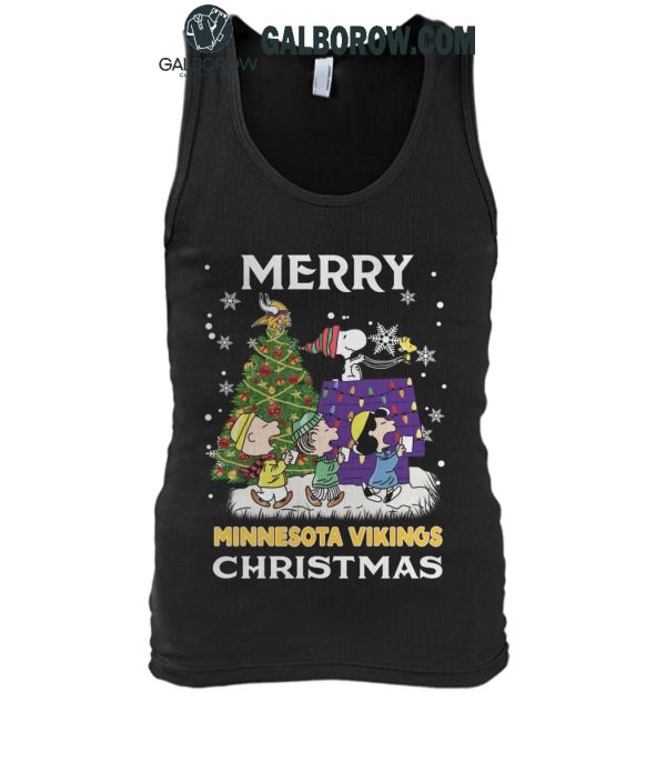 Minnesota Vikings Christmas Merry Time 2024 With Snoopy Team T-Shirt