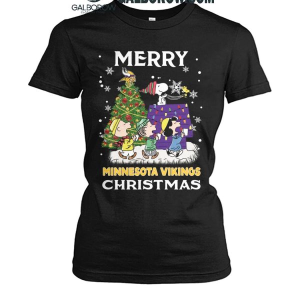 Minnesota Vikings Christmas Merry Time 2024 With Snoopy Team T Shirt